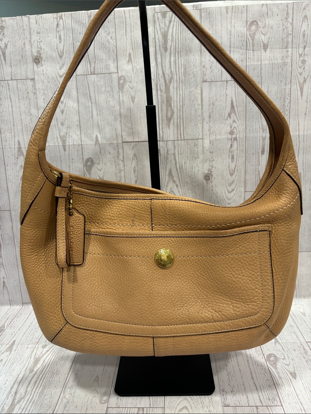 Coach Ergo Pebbled Leather Hobo Bag in a Tan Bamboo Camel color 11612. Y2K